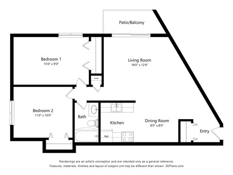 a floor plan of a house with bedrooms and a living room